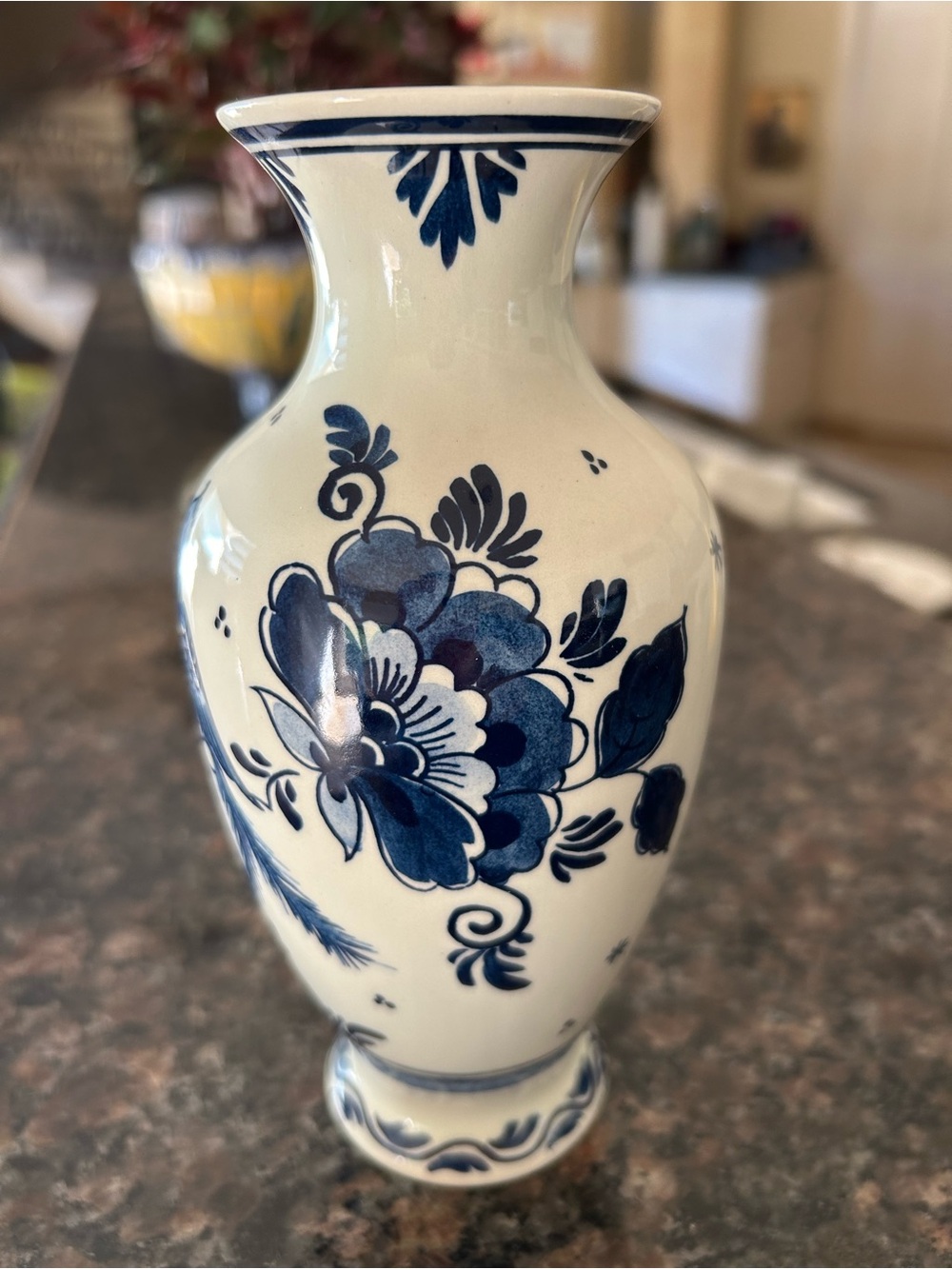 DELFT Blue and White Floral Ceramic Vase - Classic Porcelain Accent